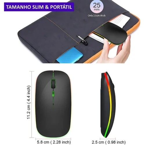 Mouse Sem Fio Wireless RGB Recarregável 2.4 Ghz - Imagem 4
