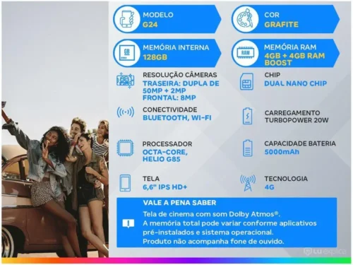Smartphone Motorola Moto G24 128GB 4GB + 4GB RAM Boost - Imagem 2