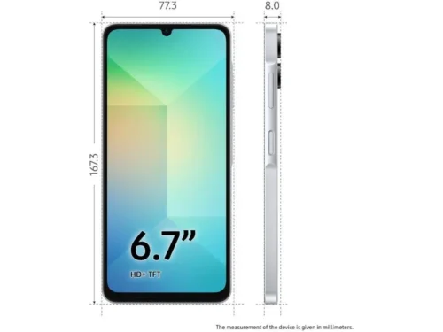 smartphone samsung galaxy a06 Tamanho