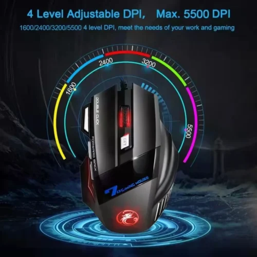Mouse Gamer Com Fio 3200dpi com LED X7 - Imagem 5