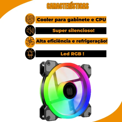 Kit 3 Cooler PC Gamer Led Rgb 120mm - Imagem 2