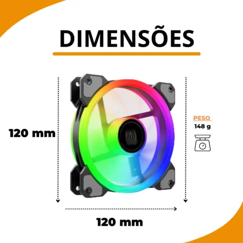 Kit 3 Cooler PC Gamer Led Rgb 120mm - Imagem 5