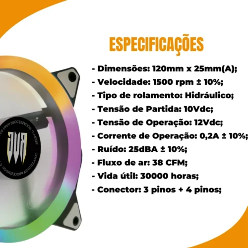 Kit 3 Cooler PC Gamer Led Rgb 120mm - Imagem 3