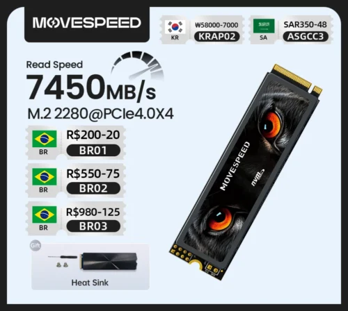 SSD MOVESPEED 7450MB/s NVMe M.2 2280 PCIe 4.0
