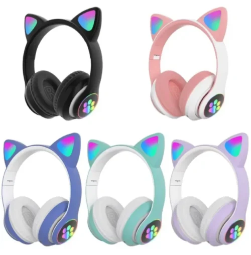 Fone Bluetooth Orelha De Gatinho 5.0 Com Led Cores