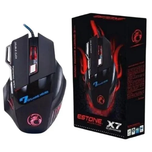 Mouse Gamer LED Laser X7 e sua Embalagem