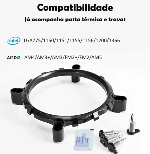 Air Cooler Duplo PC CPU RGB Intel Amd Compatibilidade