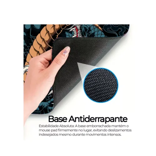 Mouse Pad Gamer Extra Grande 90x40 cm Dragão Azul Base Antiderrapante