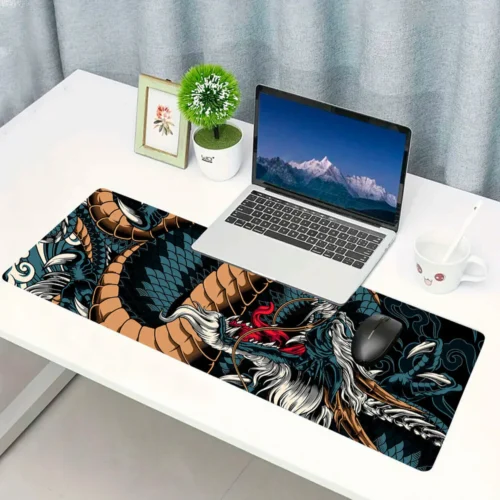 Mouse Pad Gamer Extra Grande 90x40 cm Dragão Azul Notebook nele