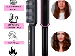 Escova De Cabelo Elétrica 3 em 1 com Pente De Aquecimento Bivolt 120 220 Detalhes