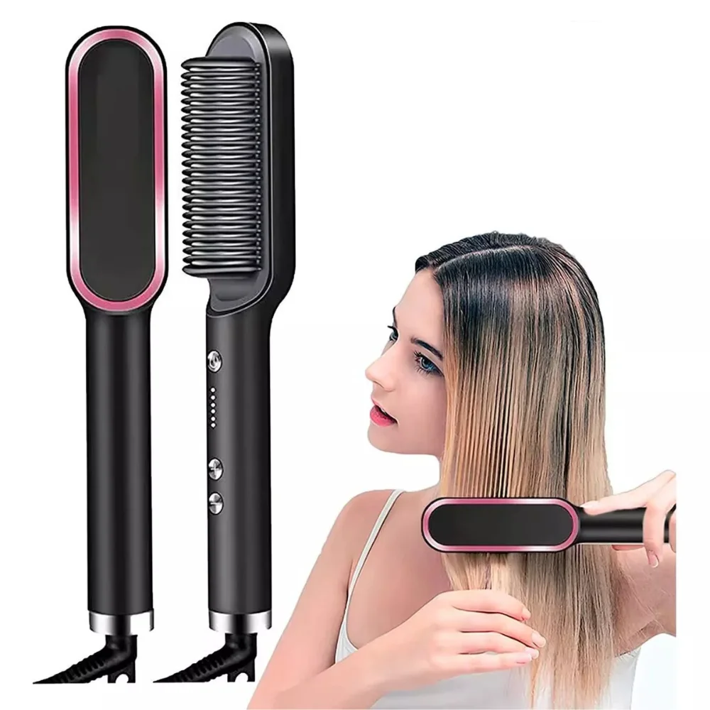 Escova De Cabelo Elétrica 3 em 1 Mulher usando a escova