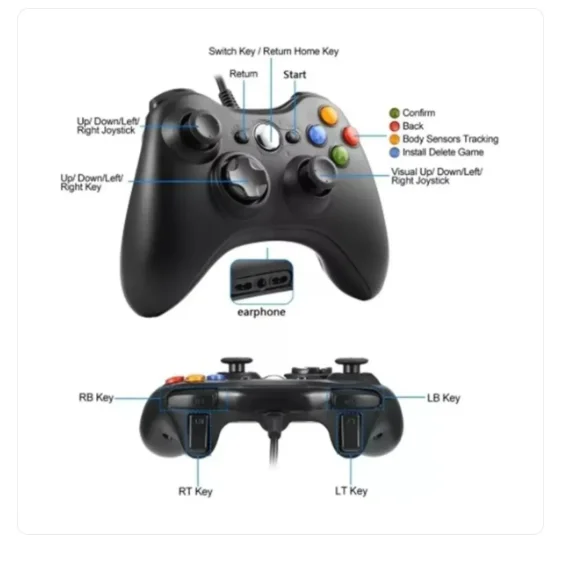 Controle De Xbox 360 Com Fio Para Videogame e PC - Imagem 2
