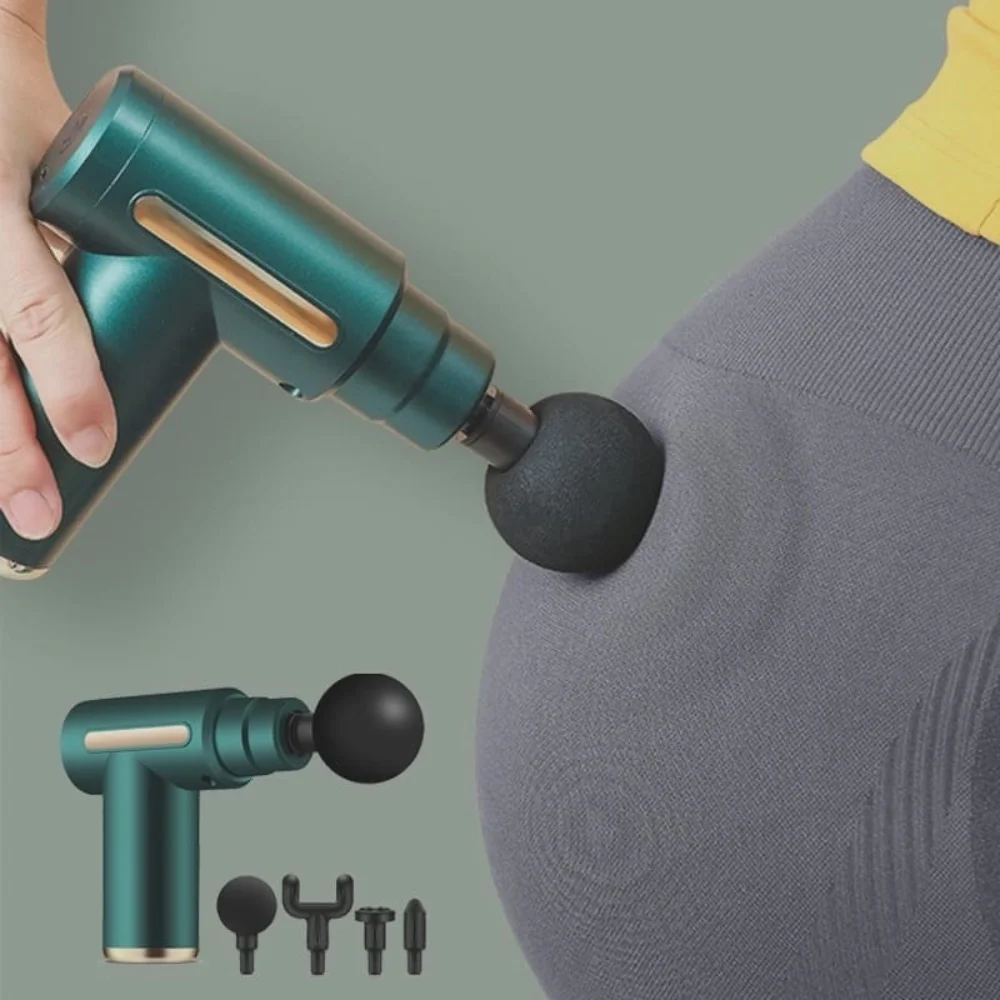 Massageador Elétrico Mini Profissional Muscular e Facial Recarregável Sendo Usado