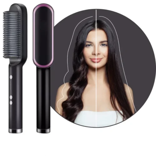 Escova De Cabelo Elétrica 3 em 1 com Pente De Aquecimento