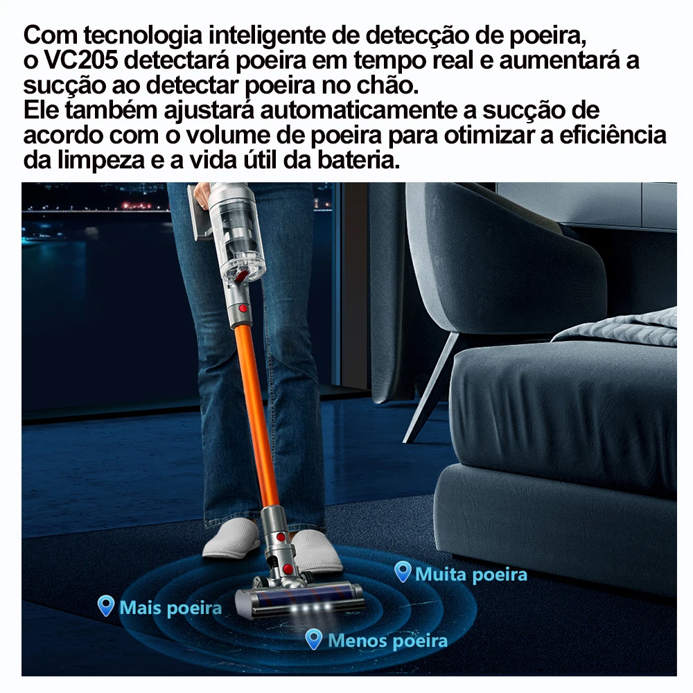 Aspirador de Pó Portátil Sem Fio ABIR VC205 - Sensor de Poeira Inteligente - Tela de Touch LED - Imagem 3