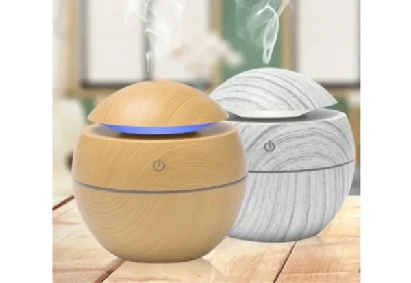 Umidificador de Ar de Madeira Purificador USB Aromaterapia