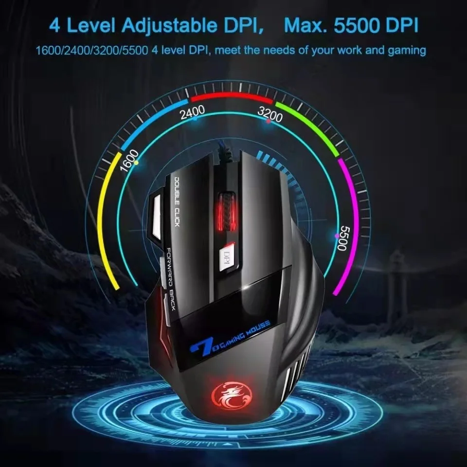 Mouse Gamer X7 RGB – 7 Botões Programáveis, DPI Ajustável, com LED laser X7 5 Mouse Gamer X7 RGB – 7 Botões Programáveis, DPI Ajustável, LED laser X7