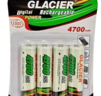 4 Pilhas Recarregáveis Glacier AA 4700mAh Ni-MH - Alta Performance