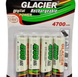 4 Pilhas Recarregáveis Glacier AA 4700mAh Ni-MH - Alta Performance