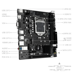 Placa Mãe MACHINIST H61 Intel Core 2/3 Gen CPU LGA1155 Detalhes