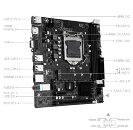 Placa Mãe MACHINIST H61 Intel Core 2/3 Gen CPU LGA1155 Detalhes