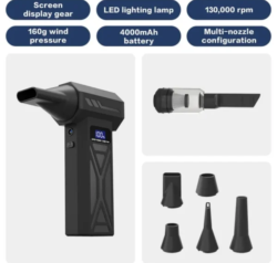 Soprador de Ar Turbo 4ª Geração | Motor Brushless 130.000 RPM | Vento 52m/s - Tipo B