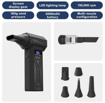 Soprador de Ar Turbo 4ª Geração | Motor Brushless 130.000 RPM | Vento 52m/s - Tipo B