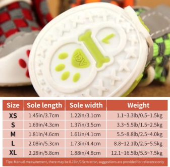 Sapato para Cães Pequenos e Filhotes com Estampa e Sola Tamanhos