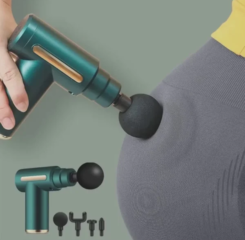 Mini Massageador Elétrico Portátil com 6 Velocidades e 4 Cabeças – Relaxamento Muscular Profissional Sendo Usado