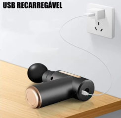 Mini Massageador Elétrico Portátil com 6 Velocidades e 4 Cabeças – Relaxamento Muscular Profissional USB