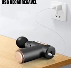 Mini Massageador Elétrico Portátil com 6 Velocidades e 4 Cabeças – Relaxamento Muscular Profissional USB