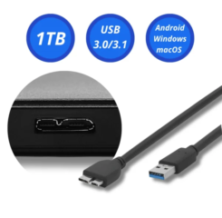 HD Externo Portátil 1TB USB 3.0 e seu Cabo