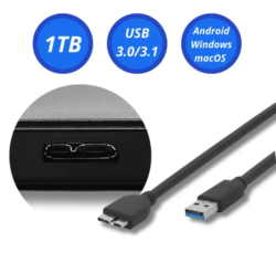 HD Externo Portátil 1TB USB 3.0 e seu Cabo