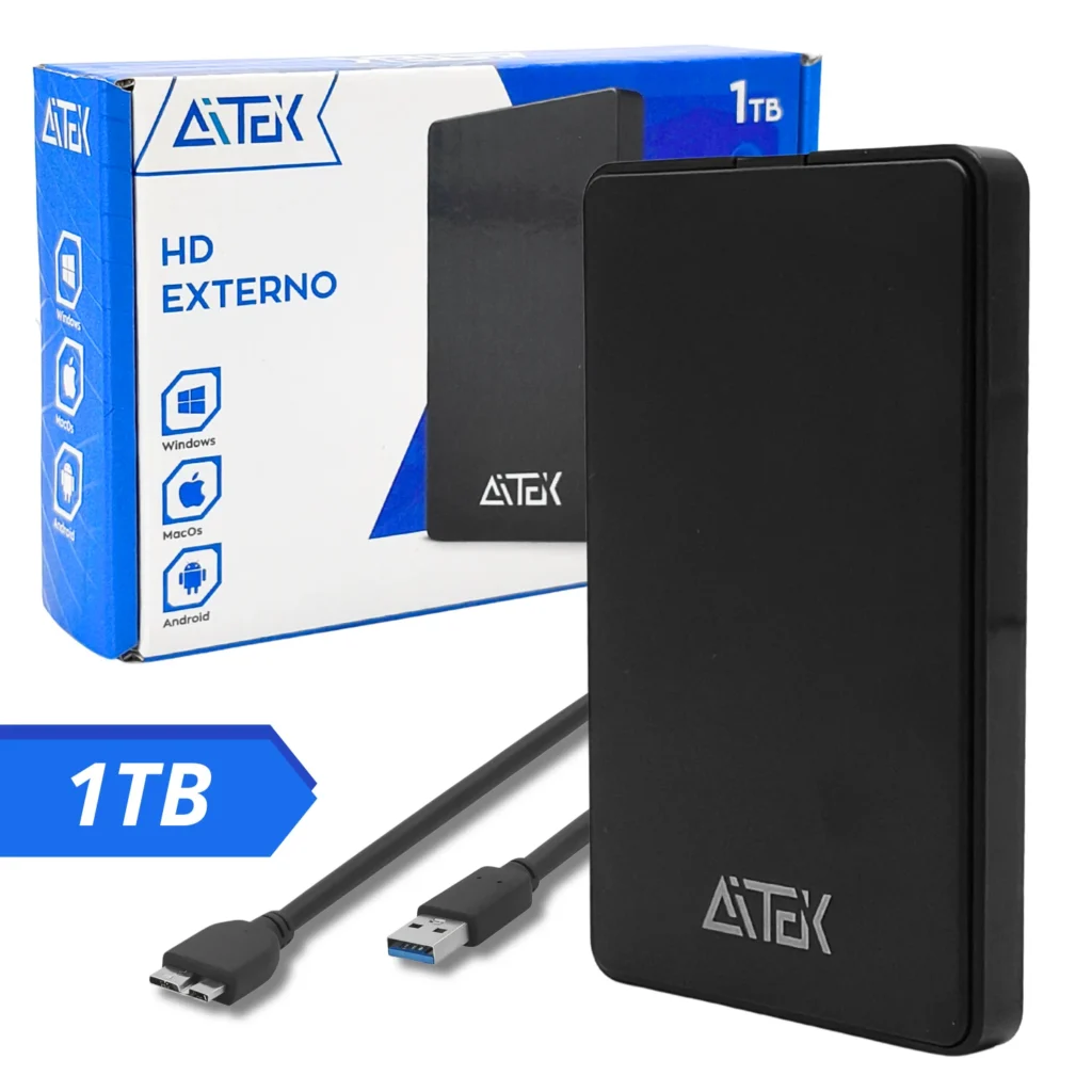 HD Externo Portátil 1TB USB 3.0 Alta Velocidade Backup para Notebook e PC