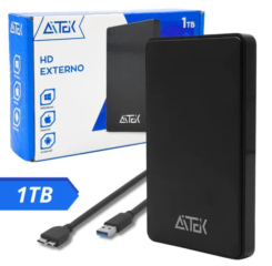 HD Externo Portátil 1TB USB 3.0 e sua Caixa