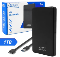 HD Externo Portátil 1TB USB 3.0 e sua Caixa
