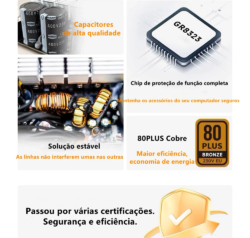 Início 101 Fonte 600W 80 Plus Bronze APFC Ventilador 120mm Qualidade