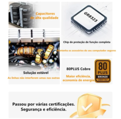 Fonte 600W 80 Plus Bronze APFC Ventilador 120mm Qualidade