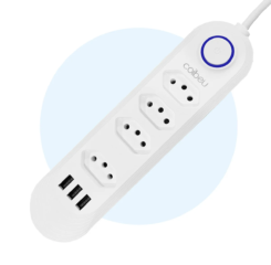 Filtro de Linha - Extensão Elétrica com 4 Tomadas e 3 Portas USB