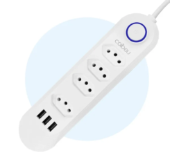 Filtro de Linha - Extensão Elétrica com 4 Tomadas e 3 Portas USB
