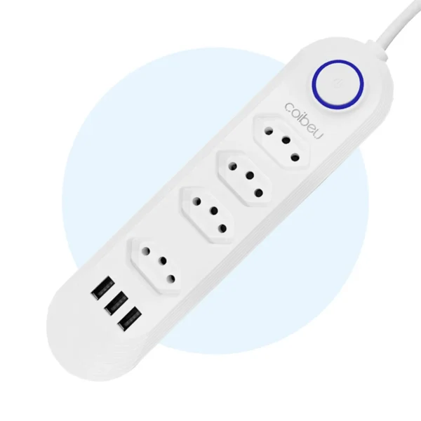Filtro de Linha - Extensão Elétrica com 4 Tomadas e 3 Portas USB