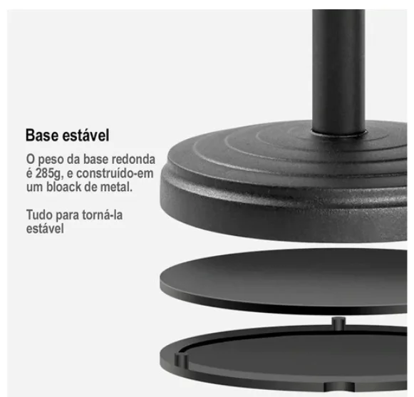 Suporte para Celular Articulado 360° Base Estável e Altura Ajustável Base Estável
