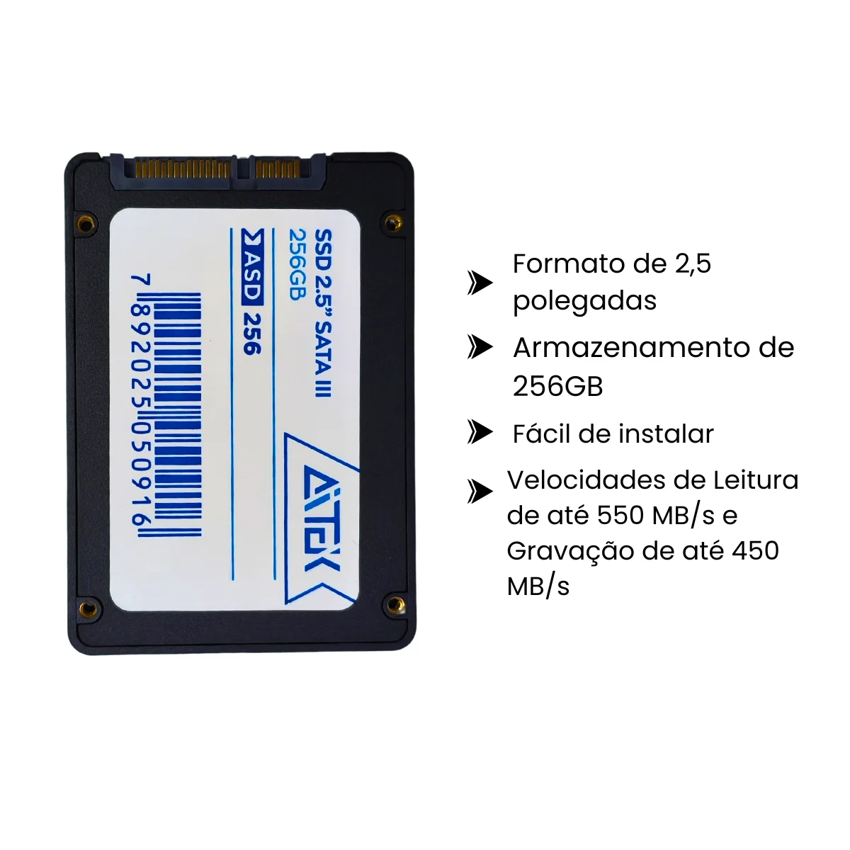 SSD Aitek 256GB SATA III 2.5 Desempenho e Velocidade para seu PC