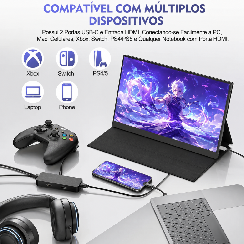 Monitor Gamer Portátil 15.6 1080p Ips